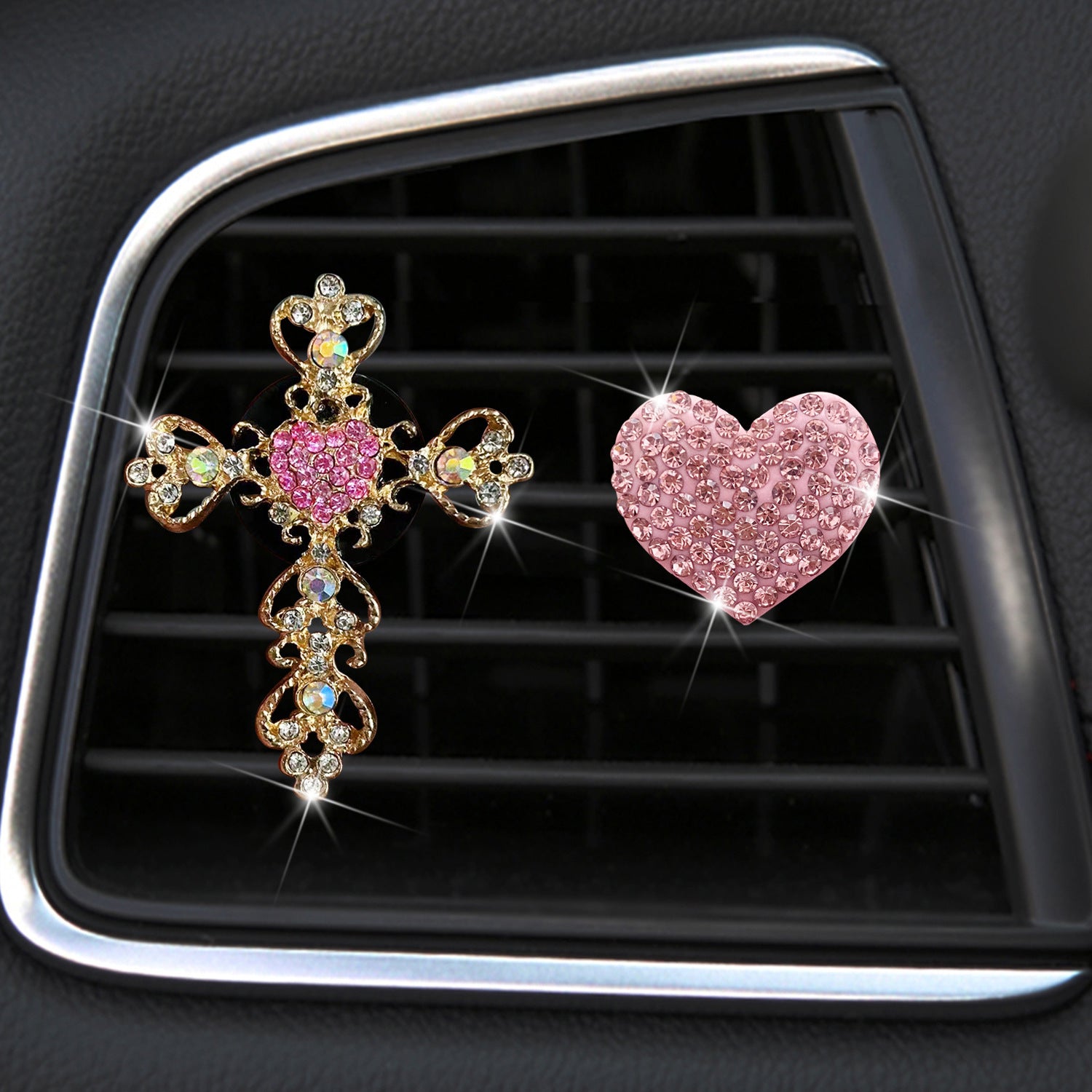 Wholesale Rhinestone Heart Car Air Vent Perfume Clip